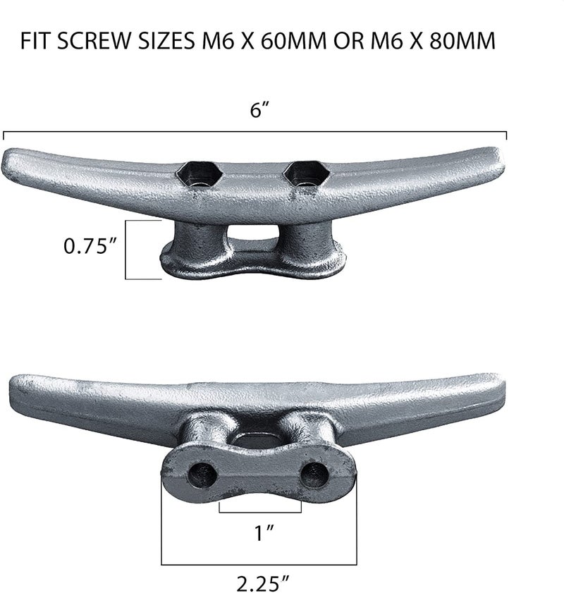 Simplified Living 6" Boat Dock Cleats: Rough Cast Hot Dipped Galvanized Iron: 4, 8, 16 Pack (8 Pack) - Image 3